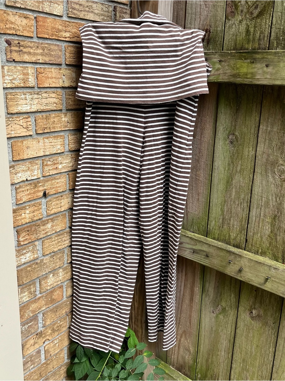Free People Brown and White Striped Sailor Tube Set